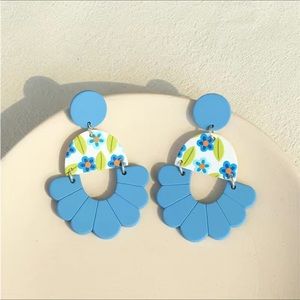 Blue Flower Dangle Earrings